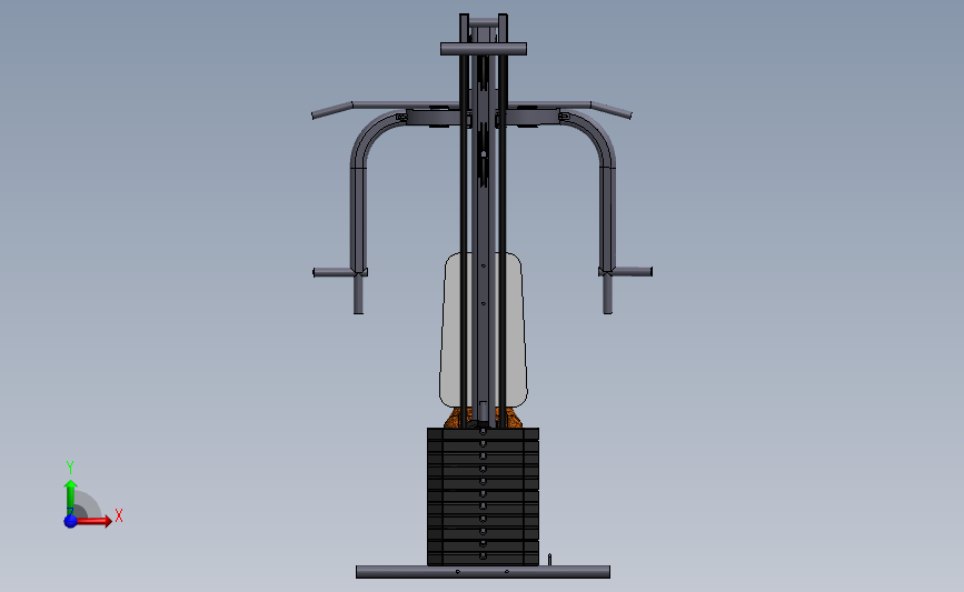 banco健身器材力量训练设备3D图纸 Solidworks设计 附x_t 正面视图