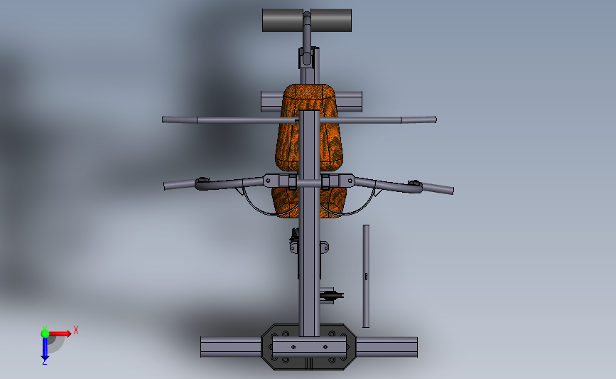 banco健身器材力量训练设备3D图纸 Solidworks设计 附x_t 俯视图