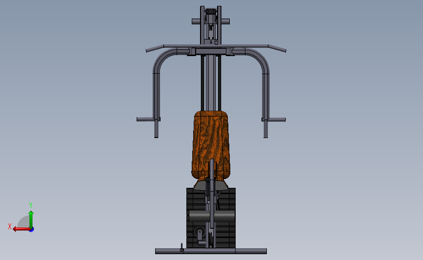 banco健身器材力量训练设备3D图纸 Solidworks设计 附x_t 背面视图