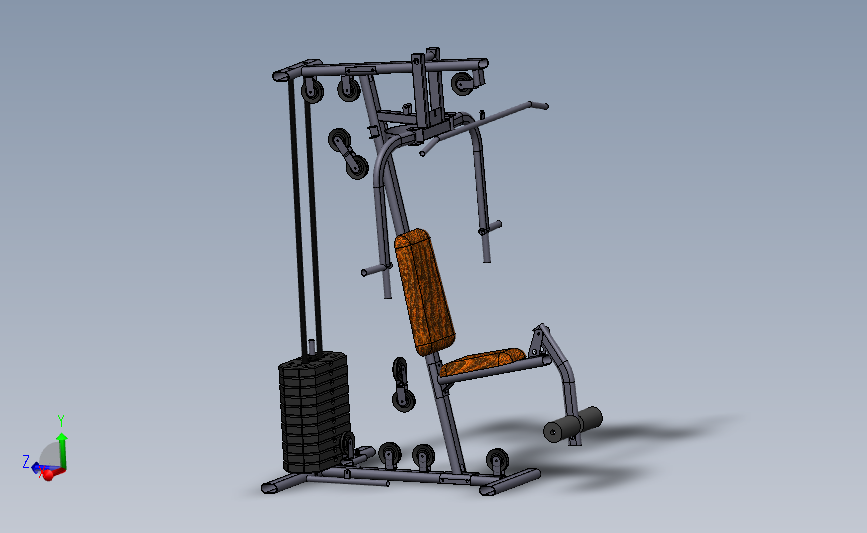 banco健身器材力量训练设备3D图纸 Solidworks设计 附x_t_SOLIDWORKS 2020_模型图纸下载 – 懒石网