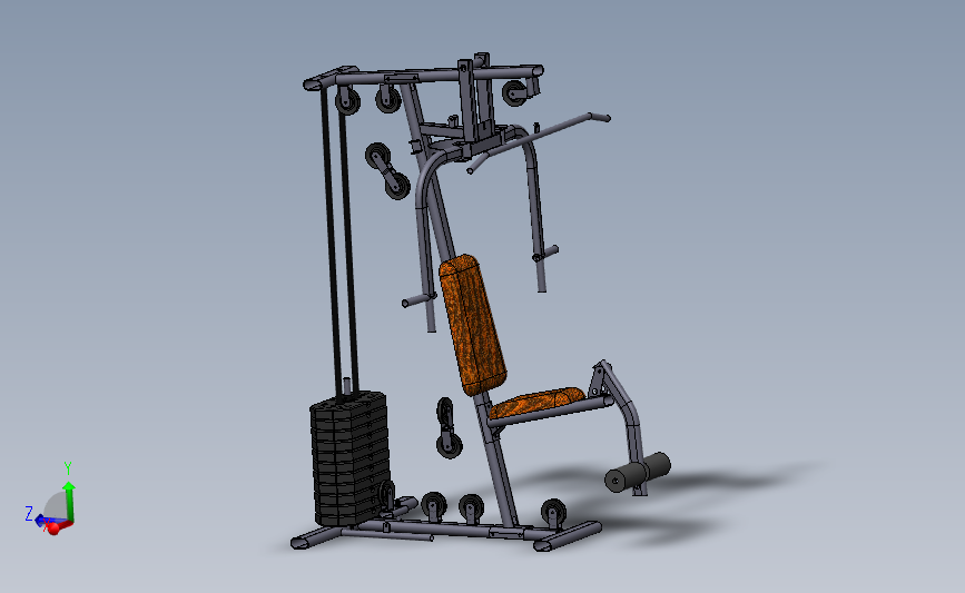 banco健身器材力量训练设备3D图纸 Solidworks设计 附x_t