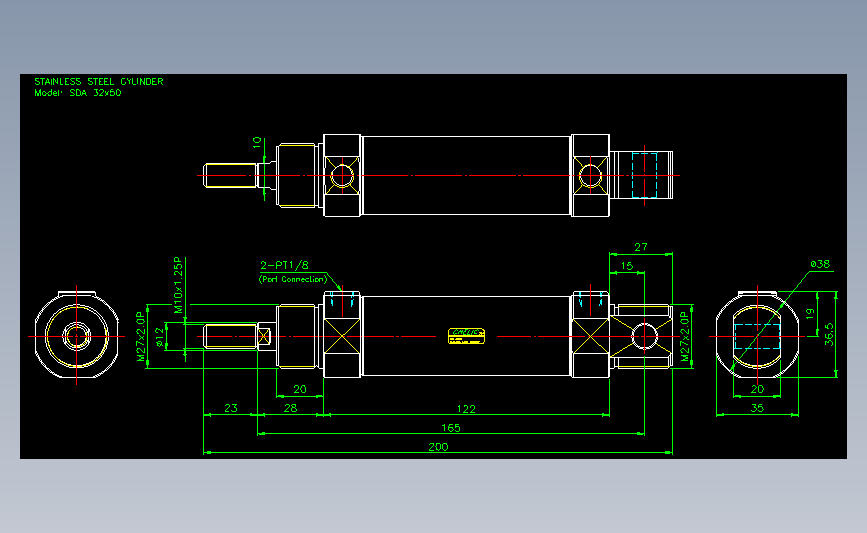 气立可chelic气动元件2d Sda32x50 Autocad 2000 模型图纸下载 懒石网