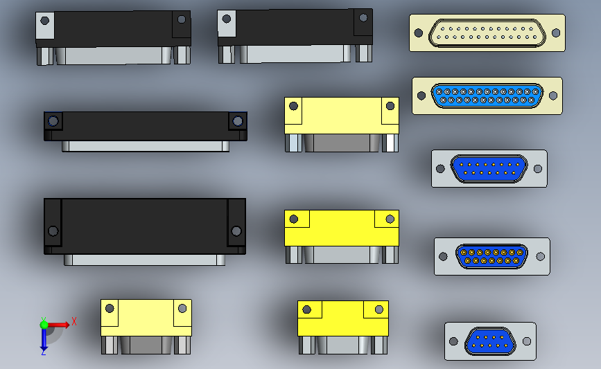 VGA系列 DB15连接器_SOLIDWORKS 2012_模型图纸下载 – 懒石网
