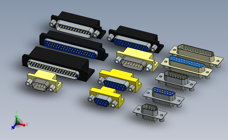 VGA系列 DB15连接器_SOLIDWORKS 2012_模型图纸下载 – 懒石网