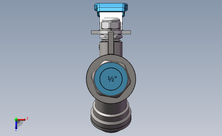 DN25带过滤器的球阀 俯视图