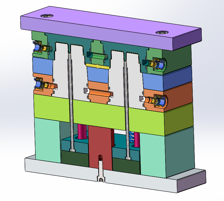 solidworks2019儿童双盖积木玩具注塑模具3D图纸