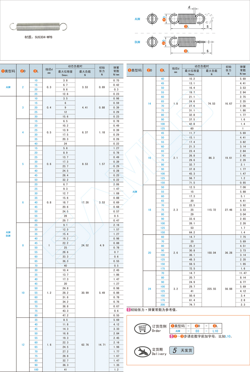 拉伸弹簧-中载型@AUM BUM