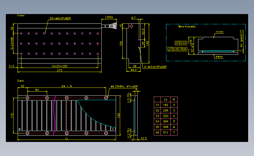 上银线性马达LMS47.dwg 主视图