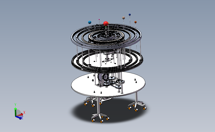 机械结构模拟太阳系行星运动
