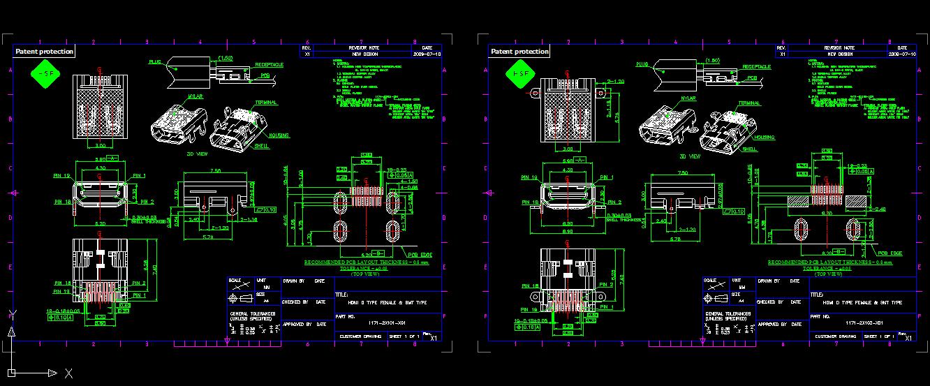 HDMI D型母座和SMT型脚