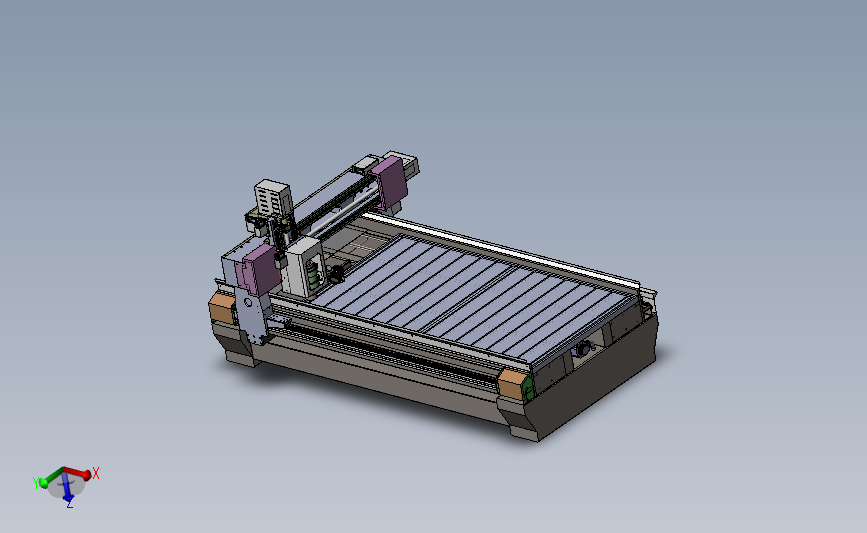 雕刻机 (Y轴单丝杆) 全自动铝材雕刻机3D数模图纸 Solidworks设计