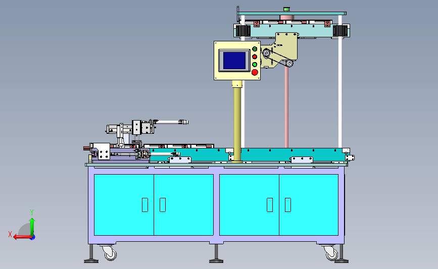 一种皮带线升降设备 线头升降机3D数模图纸 Solidworks设计 背面视图