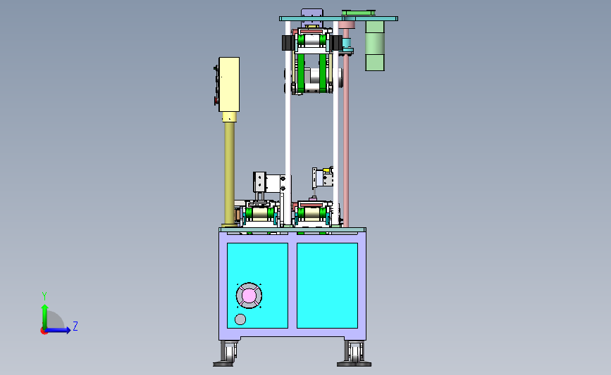 一种皮带线升降设备 线头升降机3D数模图纸 Solidworks设计 左侧视图