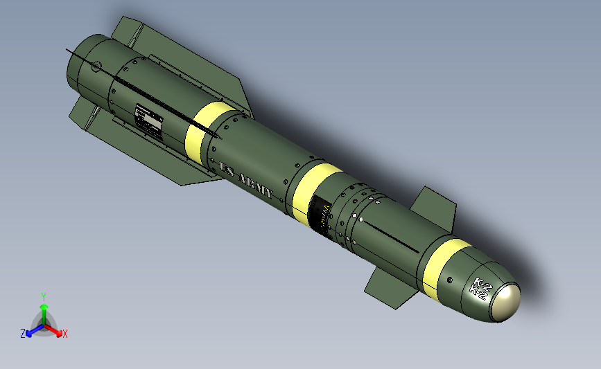 AGM-114 Hellfire 海尔法 空对地导弹模型3D图纸-STEP格式
