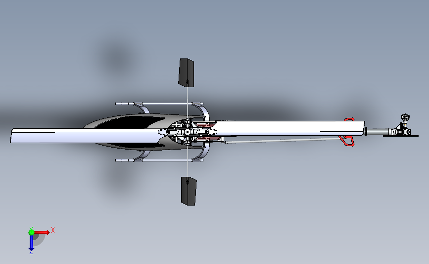 JS TZ-V2 .50无线遥控Nitro直升机图纸-SW格式 俯视图