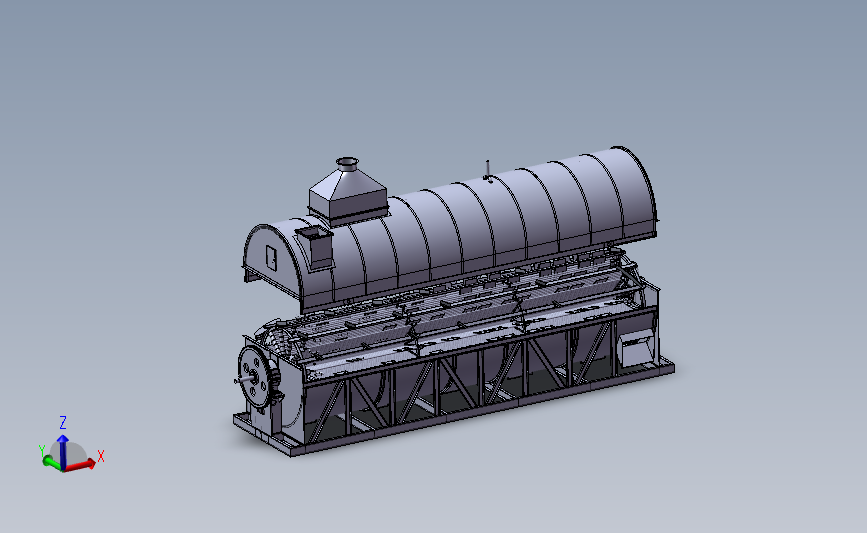 大型转子干燥机3D数模图纸 Solidworks设计