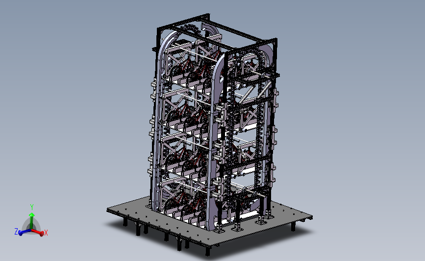 垂直循环自行车停放机构 3D模型sw2018cad2016可编辑