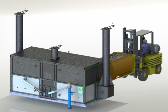 木材碳化的正面干馏炉