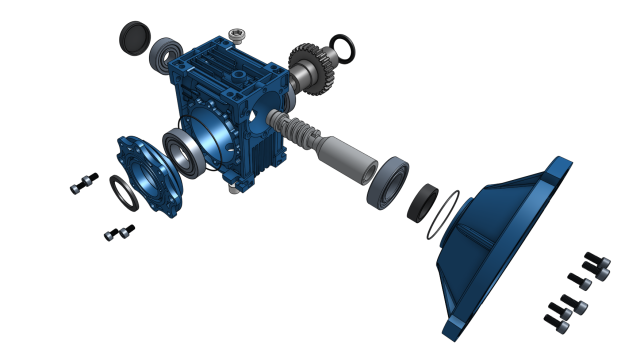 30比1蜗轮蜗杆变速齿轮减速器3D图纸 STEP格式