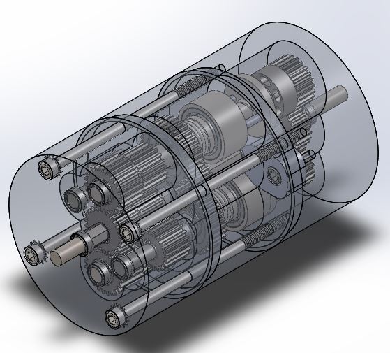 Time lag行星齿轮箱三维建模图纸 Solidworks设计