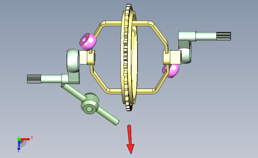 杆式差速器3D模型图纸 STP格式 俯视图