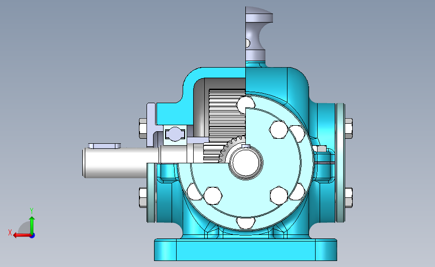 锥齿直齿轮两级减速器SOLIDWORKS 2012, STL 背面视图