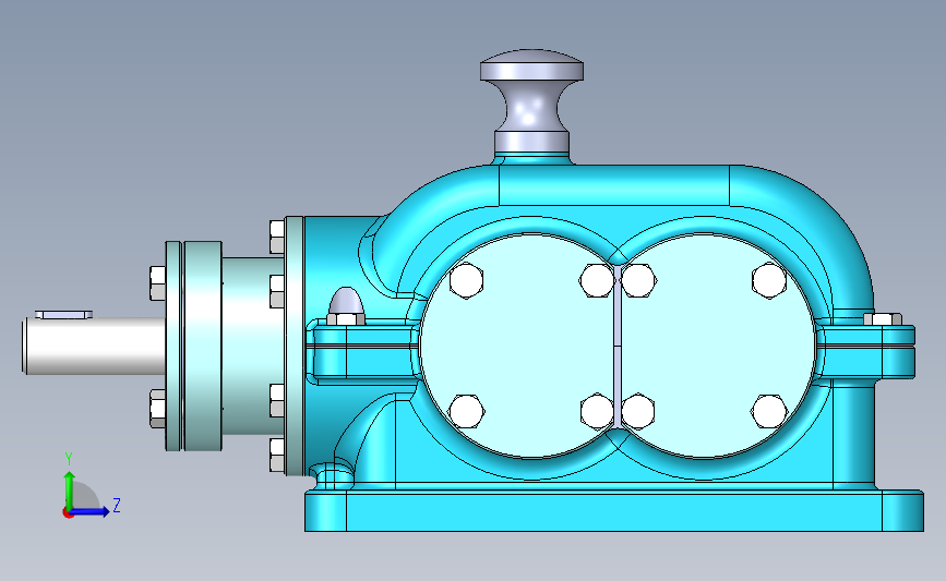 锥齿直齿轮两级减速器SOLIDWORKS 2012, STL 左侧视图
