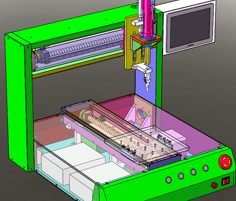 典型XYZ台式三轴螺丝机,吹气式锁螺丝机