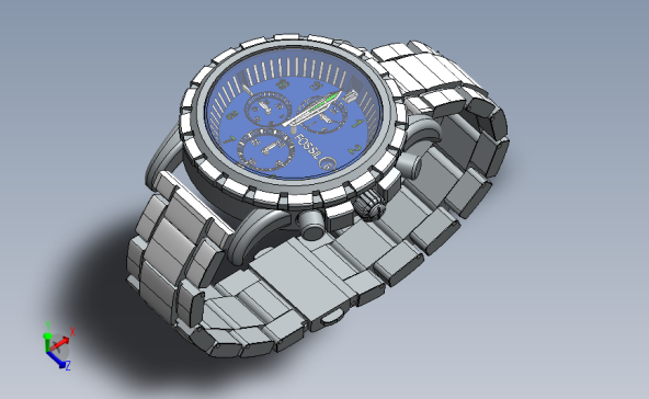 Fossil clock手表模型3D图纸 Solidworks设计