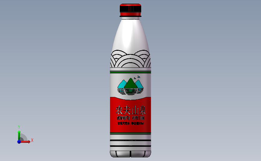 农夫山泉水瓶 正面视图