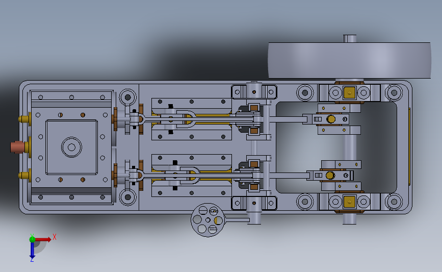 2缸卧式蒸汽机3D数模图纸 Solidworks设计 俯视图