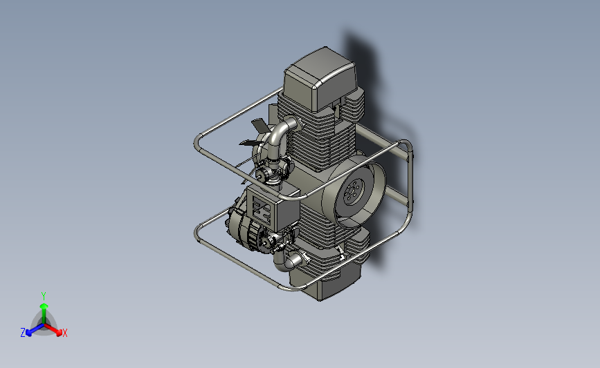 Boxer双缸发动机3D数模图纸 STP格式