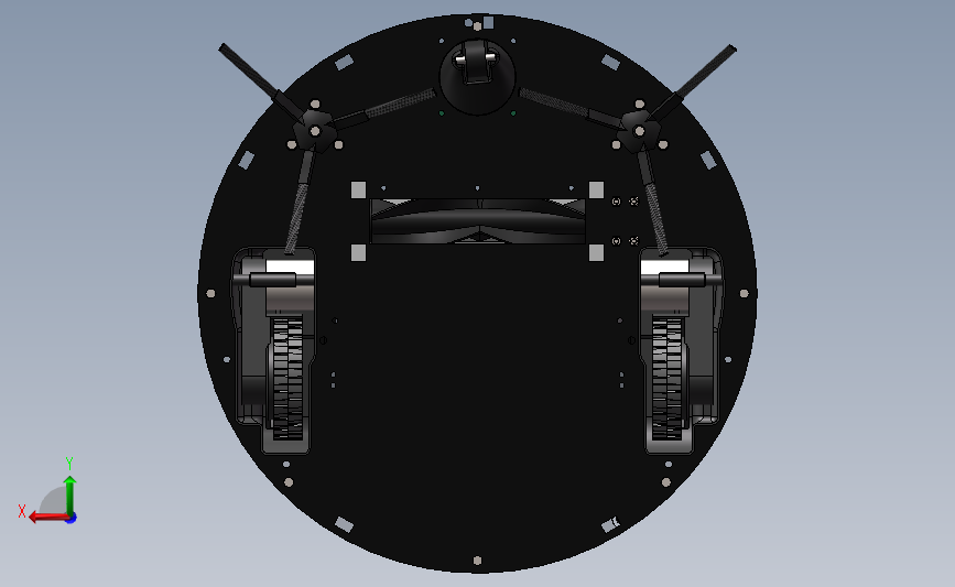 DIY扫地机器人3D图纸 SOLIDWORKS设计 背面视图