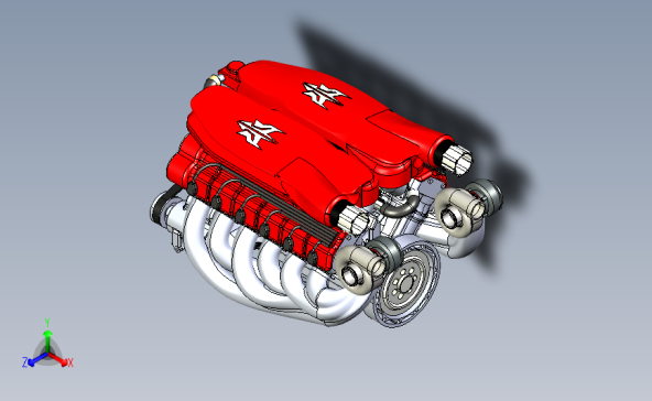 DOHC 12V发动机模型3D图纸 STEP格式