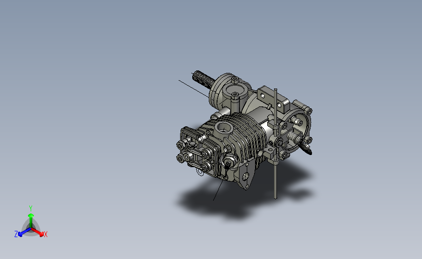 OS20单缸发动机模型3D图纸 STP格式