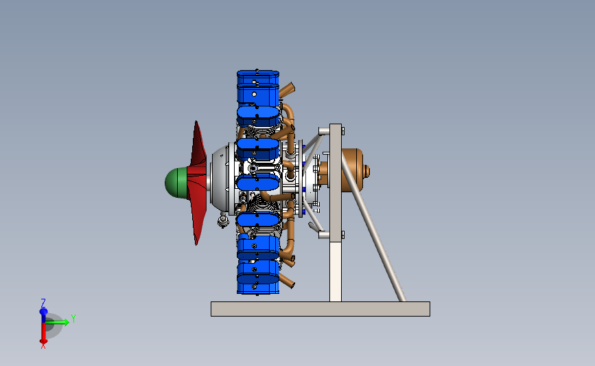 Radial 9汽缸星形发动机3D数模图纸 Solidworks设计 附工程图