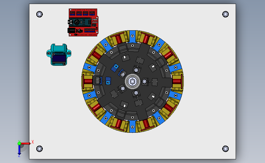 RPM arduino发电机演示结构3D图纸 Solidworks设计 俯视图