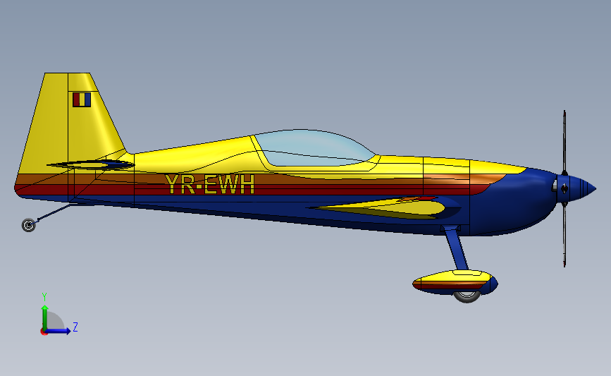 双座特技单翼飞机 EA300_SOLIDWORKS 2013_模型图纸下载 – 懒石网
