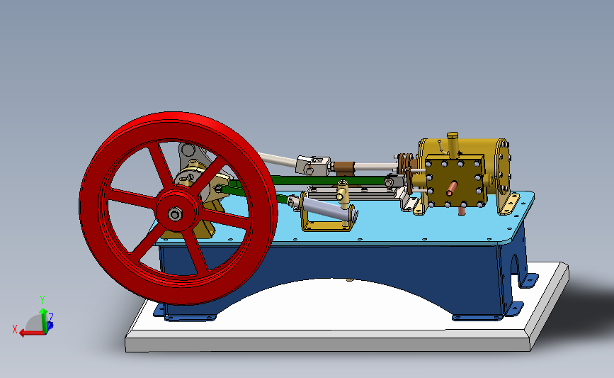 单缸卧式蒸汽机3D数模图纸 Solidworks设计