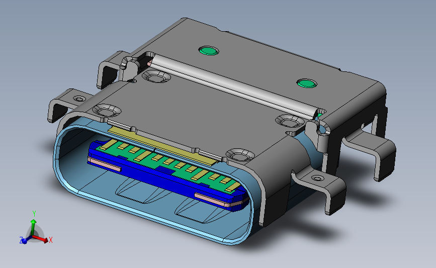 USB C 型沉头插头_SOLIDWORKS 2016_模型图纸下载 – 懒石网
