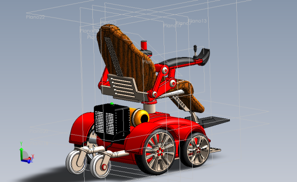电动遥控轮椅造型三维建模图纸 SOLIDWORKS设计