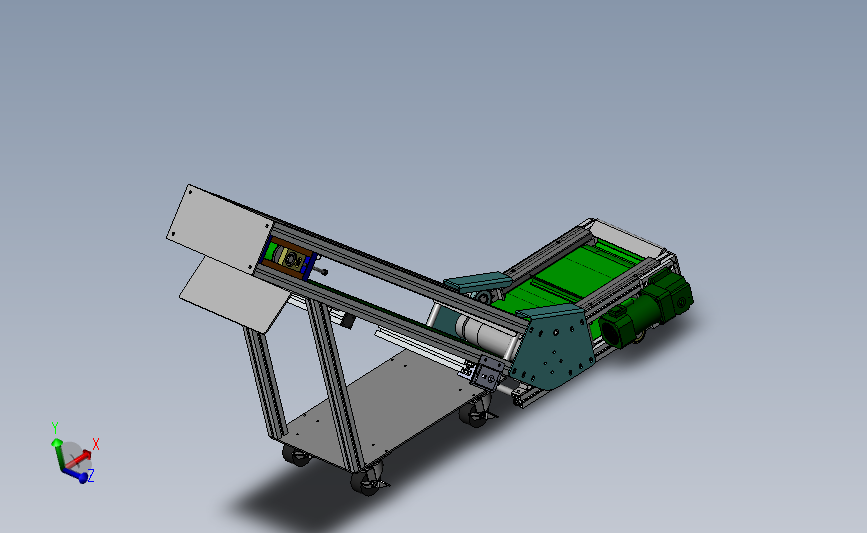 爬坡型皮带输送机3D数模图纸 Solidworks设计