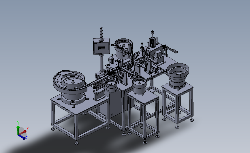 前支架板上垫片、轴承、压片一体组装机3D图纸 Solidworks设计