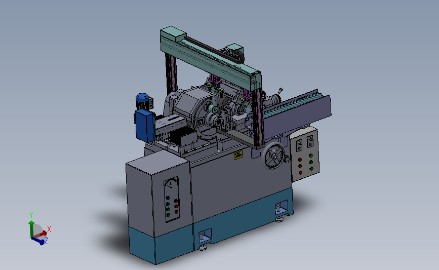 无心磨床龙门式全自动送料机3D模型 Solidworks设计 附x_t格式