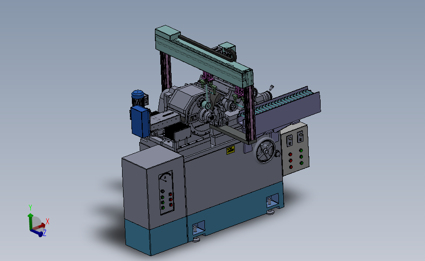 无心磨龙门式送料机三维建模图纸 Solidworks设计 附x_t格式