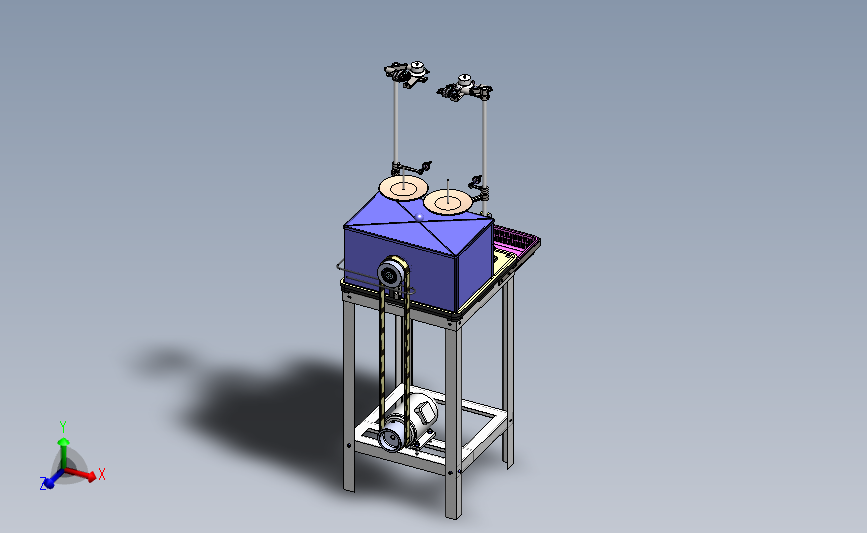 无底梭自动蚕茧形绕线机(蚕茧绕线机)3D模型 Solidworks设计