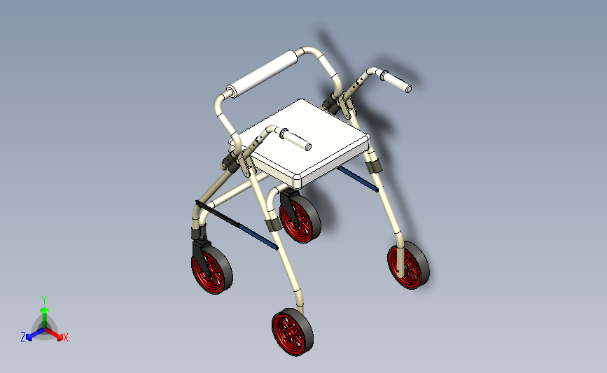 医疗助步车助行架3D模型图纸 INVENTOR设计
