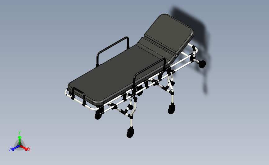 折叠担架病床模型3D图纸 INVENTOR设计