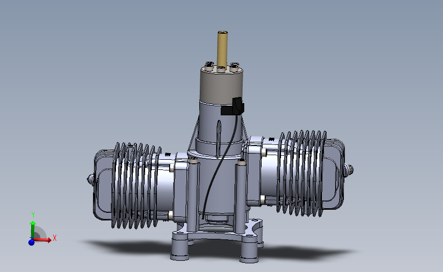 DLE 120双缸航模发动机外壳三维建模图纸 solidworks设计