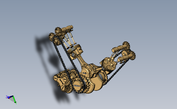 Pinki双缸发动机内部结构3D图纸 Solidworks设计 附IGS